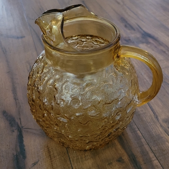 Milano‎ Lido Anchor Hocking Desert Gold Ball Pitcher 1960s Amber - Picture 1 of 3